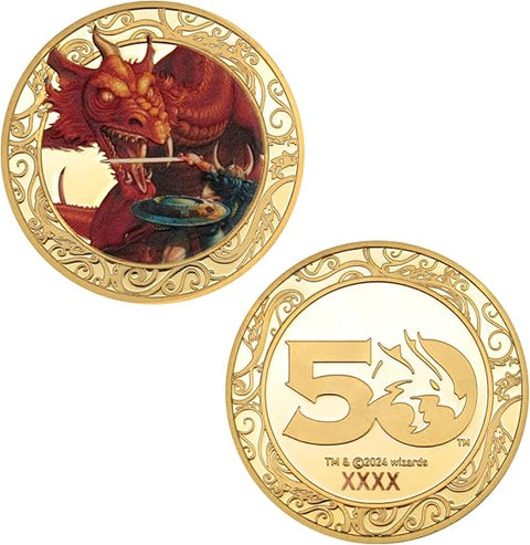 Dungeons & Dragons 50th Anniversary 24k Gold Plated Coin with Colour Print