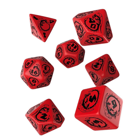 Dice: Q-Workshop - Dragon - Poly Set (x7) - Red/Black