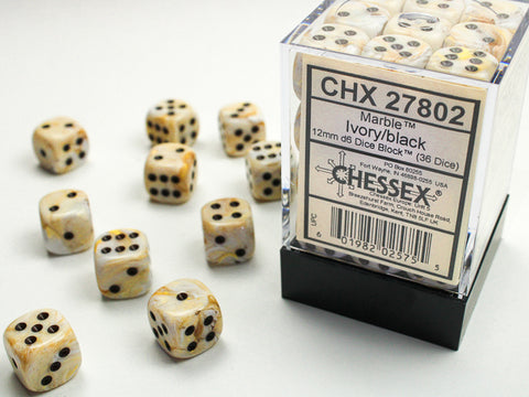 Dice: Chessex - Marble - 12mm D6 (x36)