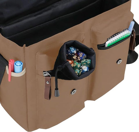 ENHANCE Designer Edition DnD Bag - Stylish RPG Player's Messenger Bag (Tan)