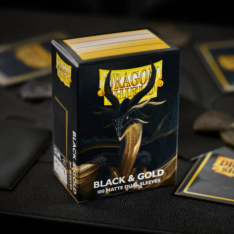 Sleeves: Dragon Shield - Standard - Matte Dual (x100) - Black & Gold