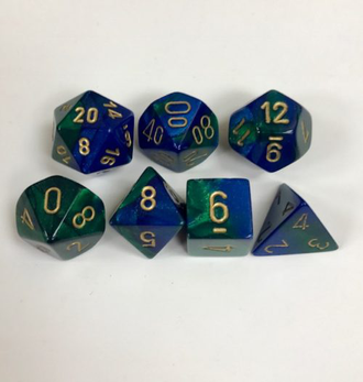 Chessex Dice Poly Die Set (7 dice) / Gemini Blue-Green / Gold